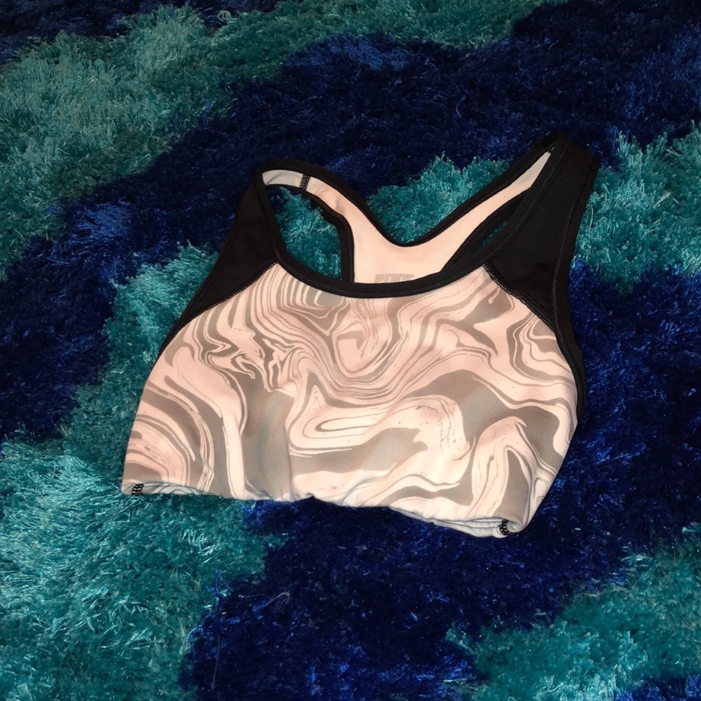 A pink marble sports bra
